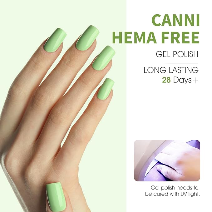 CANNI 6Pcs 9ml Emerald Green Gel Nail Polish Set- Dark Sage Forest Green Gel Polish Kit Lime Olive Forest Colors DIY at Home Salon Christmas New Year's Gifts for Girls