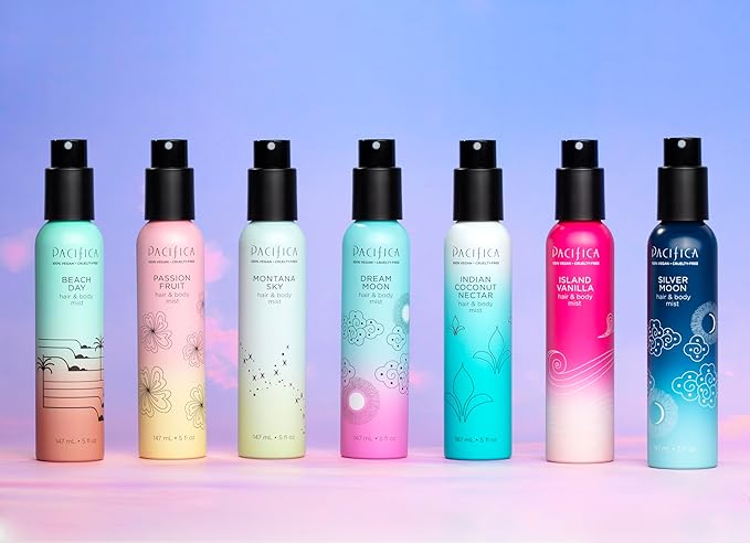 Pacifica Silver Moon Hair Mist Perfume & Full Body Spray for Women - Body Mist Fragrance w/BTonka, Santal, Cardamom, Vanilla Bean, Musk & Amber – Clean Beauty Alcohol-Free, Vegan & Cruelty-Free, 5 oz