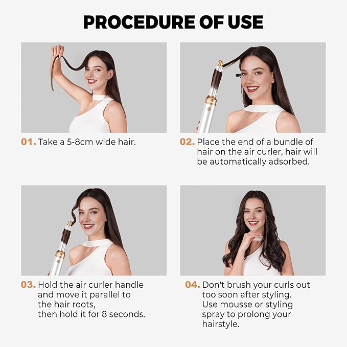5 in 1 Hair Dryer Brush Set,Professional Negative Ionic Hot Air Styler, Air Curling Wrap Styler,Detachable Blow Dryer Brush With Auto Wrap Curlers,Hair Styling Tools For Straight/Curl/Drying/Smoothing