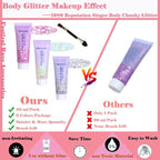 Body Glitter Face Glitter Gel: Singer Concerts Disco Festival Rave Accessories Face Glitter Makeup 150ml Chunky Sequins Mermaid Face Body Hair Glitter Gel (White&Silver&Pink)