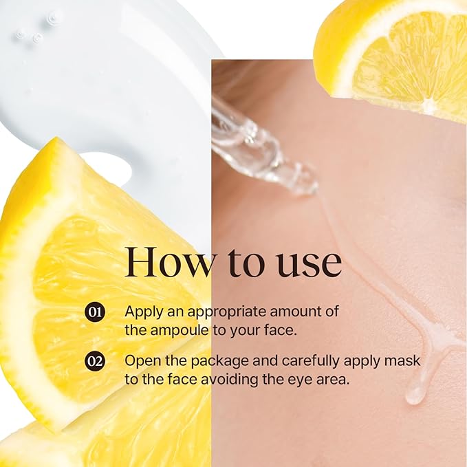 CLIV Vita C Brightening Ampoule Facial Serum | 85% Lemon Water | Skin Dullness Treatment | Vitamin Skincare |Skin Refreshing Serum | Korean Skincare (1.01 fl oz, 30ml)