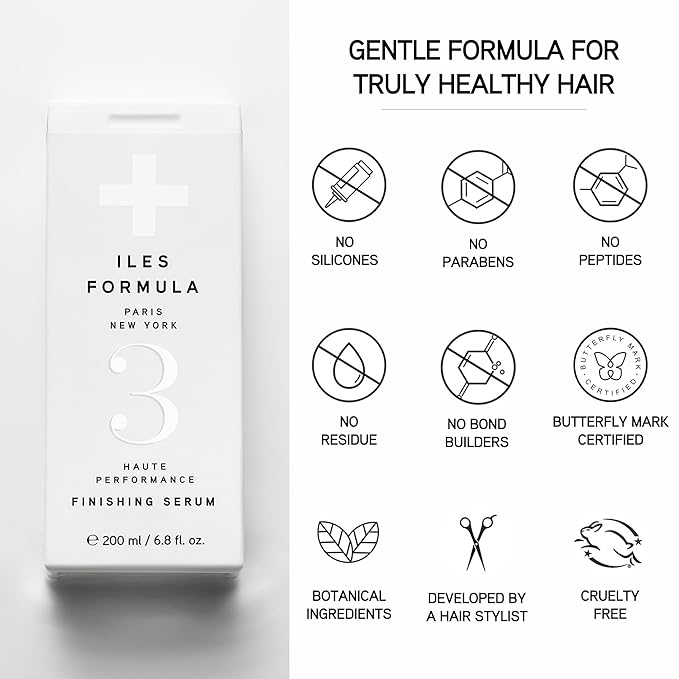 ILES FORMULA Weightless Styling Cream & Finishing Serum with Heat Protection, Non-Greasy Hair Repair Treatment for Damaged Hair, Anti-Frizz Blow Dry Product with Silk Extract & Macroloba Seed (200mL)