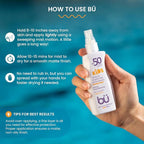 BU SPF 50 Fragrance Free Kids Sunscreen Spray for Face and Body, TSA Travel Size Sunscreen, Clear Non Aeorsol Spray, Non Greasy, Water Resistant and Oil Free, 3.3 oz (3-pack)