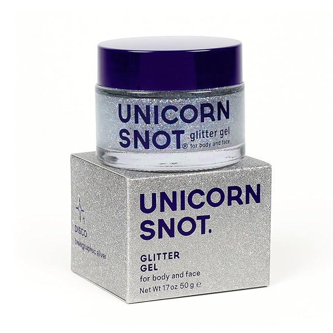 UNICORN SNOT Holographic Face Glitter & Body Glitter Gel | Holiday Glitter Makeup: Stocking Stuffers & Christmas Gift | Hair Glitter, Vegan & Cruelty Free, 1.7 oz Silver Glitter (Disco)