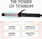 ELLA BELLA® Slimline Curling Iron 1 Inch - Professional Curling Wand with Dual Voltage, Titanium Coating, for Long-Lasting Curls and Reliable Styling