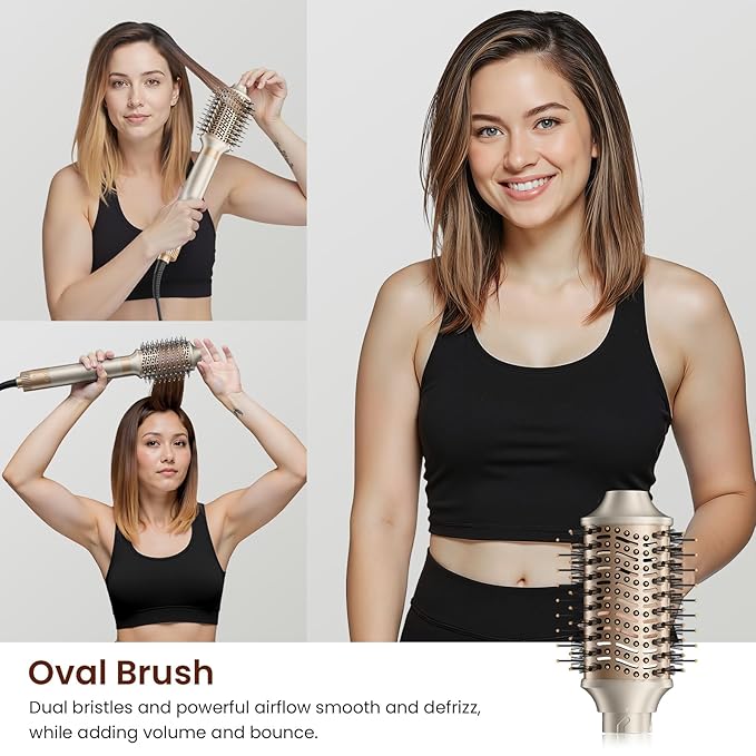 6-in-1 Hot Air Styler – Hair Dryer & Versatile Air Styler with Straightener, Auto Curler, Volumizing Brushes, Frizz-Free Hair Styler for Straighting, Curling, Smoothing & Adding Volume, Gift for Women