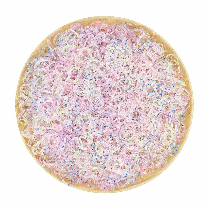 3200 Pcs Elastic Rubber Bands Small Hair Ties Hair Rubber Mini Hair Bands Hair Elastics Tiny Soft Holder Ponytails for Girls (Clear with dots)