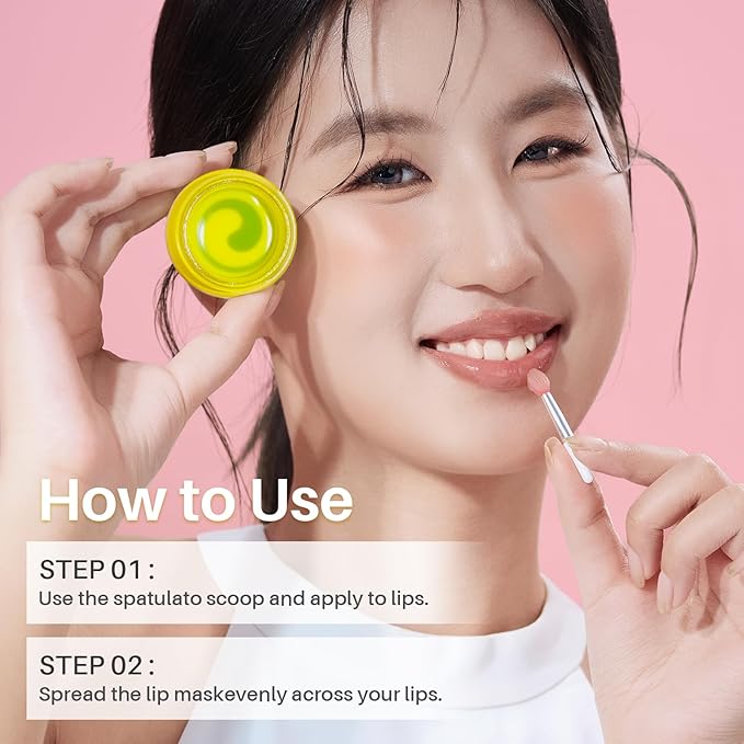 Lip Mask, Hydrating Overnight Lip Sleeping Mask, Lip Moisturizer for Dry Cracked Lips Care, Dual-Color Korean Lips Balm for Nourishing and Softening Lips, Minimizes Fine Lines - Lemon Mint