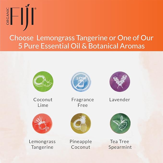 Organic Fiji Raw Cold Pressed Coconut Oil for Hair, Skin, Face & Body | Relaxing Massage Oil | Lemongrass Tangerine,12 oz for Women Men & Baby