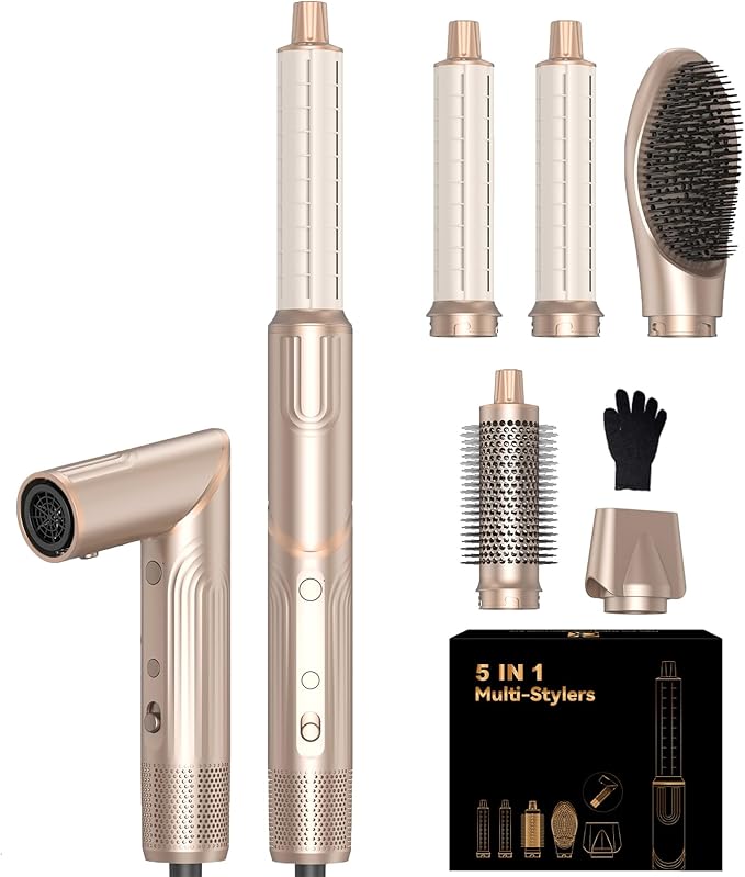 5 in 1 Hair Dryer Brush,110,000 RPM High-Speed Hair Styling Tools,Upgrade Air Curling Wrap Styler,Detachable Blow Dryer Brushs with Auto Wrap Curlers,Hot Air Brush for Straight/Curl/Drying/Smoothing