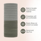 Kitsch Nylon Hair Ties for Girls & Women - No Snag, Pain-free Hair Ties No Damage Ideal for Ponytails, Updos & Braids | Ideal Gifts for Women, 20pcs Eucalyptus