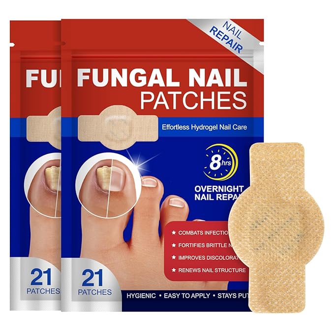 2 Pack Nail Patches-21 Patch Toenail Treatment Extra Strength Renewal Nail Pacthes for Damaged, Discolored, Yellow, Thick, Brittle Toenails 8-Hour Overnight Repair, Breathable & Hypoallergenic