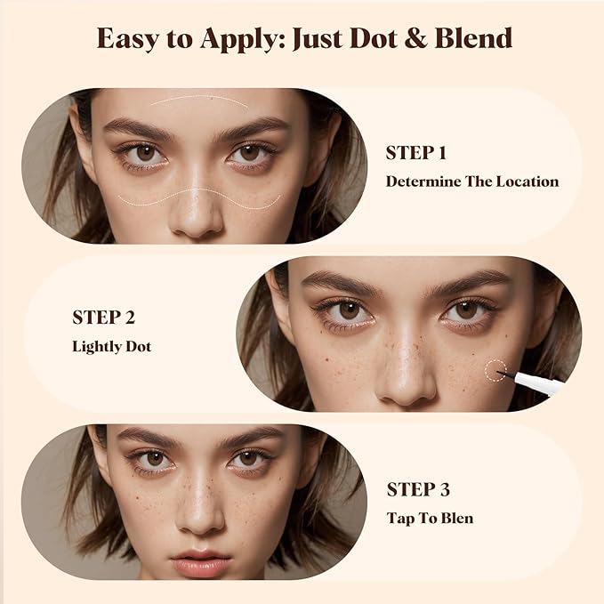 Freckle Pen 4 PCS Set – 4 Colors (Light Brown, Natural Coffee, Chestnut, Dark Brown) for Natural Looking Fake Freckles – Waterproof, Long Lasting Faux Freckles Makeup Tool