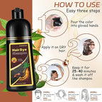 Instant Black Hair Dye Shampoo for 100% Gray Hair Coverage, Natural Herbal Hair Color Shampoo Hair Dye, 3 in 1 Coloring & Care Formula Lasts 3-4 Weeks, Easy & Quick to Use for Women Men, 500ML