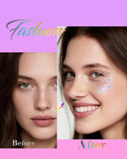 Makeup Patches, Holographic Multichrome Stickers Temporary Face Tattoos, Body Face Glitter for Women Girls, Country Concerts Singer Festival Rave Accessories (iridescent - 10 pcs)