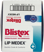 Blistex Lip Medex, 0.25 Ounce, Medicated Relief with Immediate Cooling, Soothes and Protects, Advanced Hydration, Restores Healthy Moisture Balance to Lips, 12 Pack