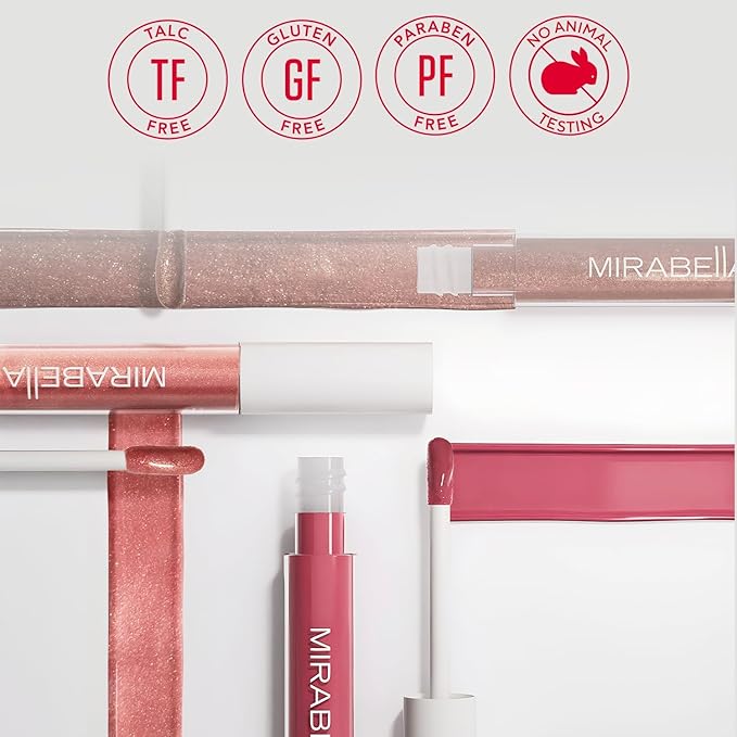 Mirabella - Luxe Advanced Formula Lip Gloss, Non-Sticky Hydrating Lip Glosses with Vegan Lanolin, Jojoba Oil & Vitamin E, Long-Lasting & Cruelty-Free Makeup, Lavish (Shimmering Light Nude)