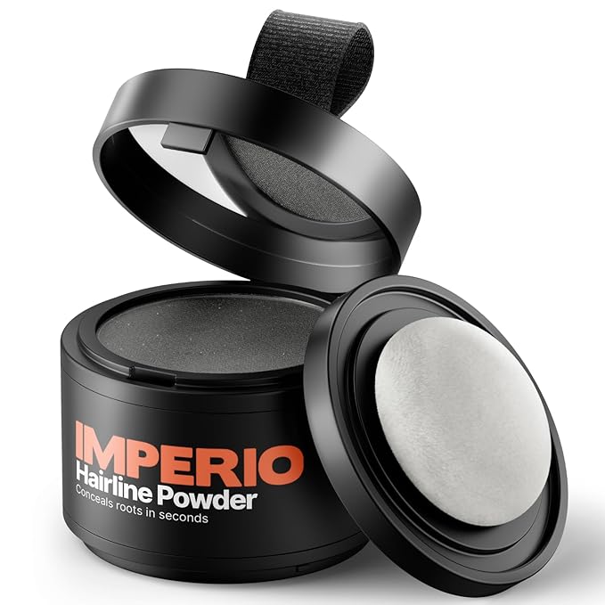 IMPERIO Root Touch Up Hair Powder for Concealing Hair Loss instantly - Hairline Powder for Women & Men - Water resistant Root Cover Up for Thinning Hair in Premium Hairdressing Quality (Dark Gray)