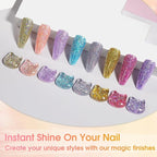 ROSALIND Glitter Gel Nail Polish, 8 Color Gold Glitter Gel Polish Sparkle Diamond Effect Sparkling Collection Soak Off Led Nail Art DIY Salon Gifts For Women