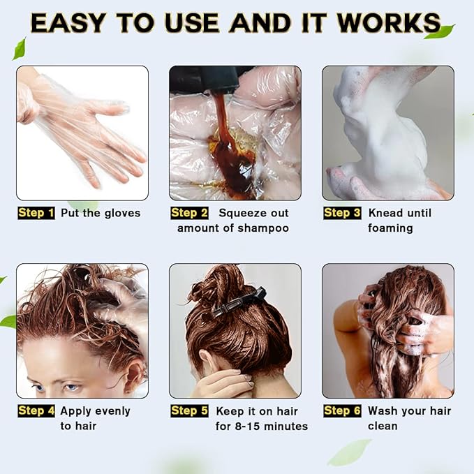 IIIMEIDU Dark Brown Hair Dye Shampoo 3 in 1 for Gray Hair, Herbal Ingredients Shampoo Hair Dye for Women Men, Grey Coverage 500ml