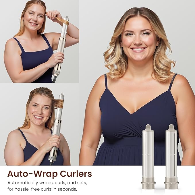 Upgraded 5-in-1 Hot Air Styler – Hair Dryer & Versatile Air Styler with Auto Wrap Curlers, Volumizing Brushes, Frizz-Free Hair Styler Tool for Curling, Smoothing & Adding Volume, Gift for Women