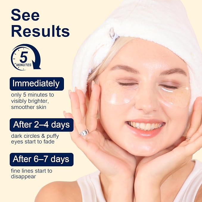 Lunara Under Eye Patches 28 Pairs, 5-Min Energizing Hydrogel Eye Masks with Caffeine Vitamin C Peptides Niacinamide, Refreshing Tired Eye, Includes Two Bonus Eye Serums, Luxury Spa Gifts for Women