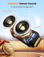 Bluetooth Speaker Stereo 20W Loud Sound: 30H Playtime, IPX5 Water Resistant, Portable Wireless Speakers, Powerful Bass, Lightshow, Birthday Gifts for Men/Adults/Teens, Beach Vacation Essentials, Black