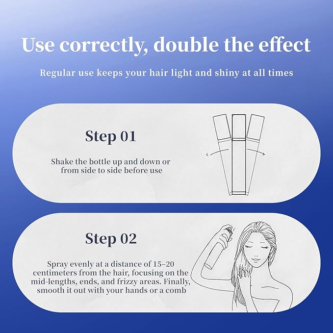 Rosemary Hair Treatment Oil Spray 80ml - Frizz Control & Split End Repair, Infused with Argan Oil, Batana Oil, Lavender Oil for Instant Smoothness - Long-lasting Bluebell Fragrance