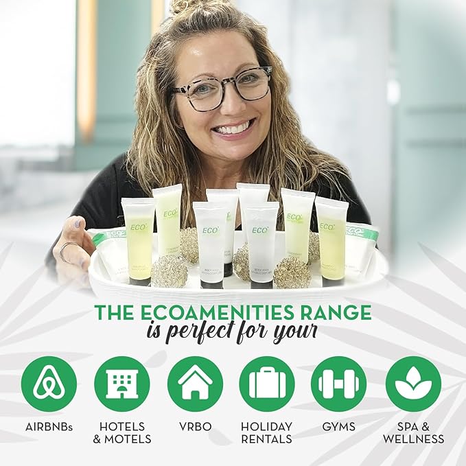 ECO amenities Travel Shampoo Tubes - Hotel Shampoo Supply - TSA-Approved Travel Essentials - 1 fl oz, Pack of 200, Clear Flip-Cap Tubes, Green Fragrance