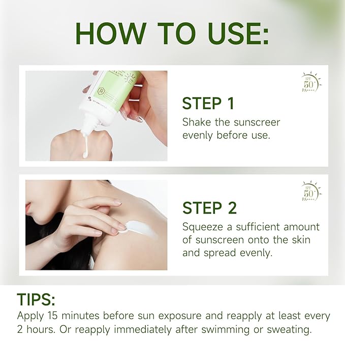 Centella Sunscreen SPF50 PA++++ Calming Moisture Facial Sunscreen Centella Asiatica Korean Sunscreen Matte No White Cast Face Sun Screen for Oily Sensitive Skin