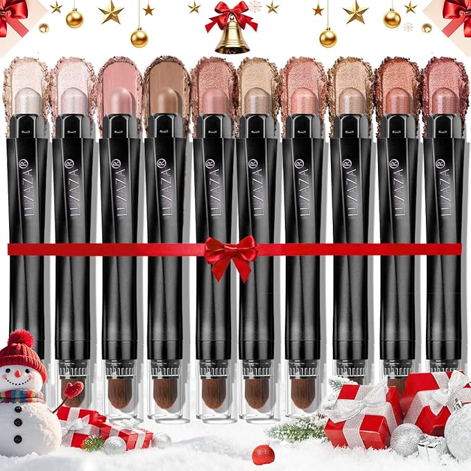 Orange Eyeshadow Stick Makeup Set 10PCS, Neutral Shimmer And Matte Cream Eye Shadow Palette, Metallic Bronze Smoky Eyeliner Brightener Crayon Kit, Ideal Gift for Women -Stellar Pink Quartz