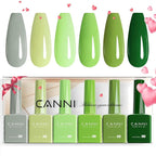 CANNI 6Pcs 9ml Emerald Green Gel Nail Polish Set- Dark Sage Forest Green Gel Polish Kit Lime Olive Forest Colors DIY at Home Salon Christmas New Year's Gifts for Girls