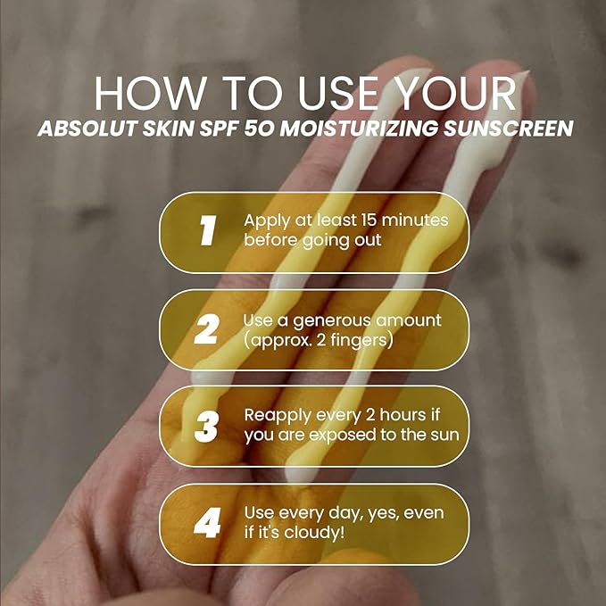 AbsolutSkin SPF 50 Moisturizing Sunscreen – Lightweight Daily Face Sunscreen with Aloe & Vitamin E – No White Cast – 60ml