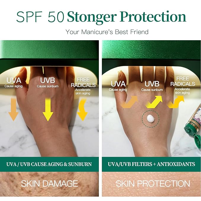APUREE U V Nail Lamp Hand Screen: Hand Sunscreen SPF 50+/PA++++| UV Lights Protection Cream| Fragrance-Free & Hypoallergic Formula| For Nail Salon Home Use| Vegan & Cruelty Free| Deep Hydrate Moisture
