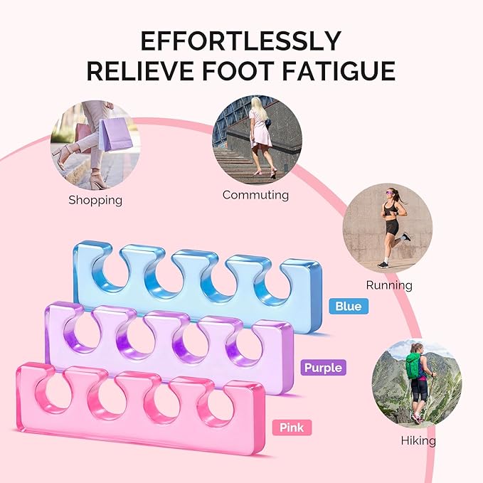 MelodySusie 6Pcs Toe Separators for Women Pedicure, Flexible Soft Silicone Toe Spacers Kit for Separating Fingers & Toes, Nail Polish and Grooming, Suitable for Home DIY Salon tools, Gifts for Women