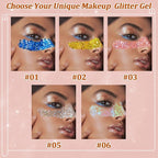 Boko 50ML Body Glitter Gel, Gold Mardi Gras Chunky Glitter Gel for Face Hair Body Sparkle Makeup, Cosmetic Mermaid Face Glitter Sequins for Mardi Gras Concert Party Event Rave Accessories