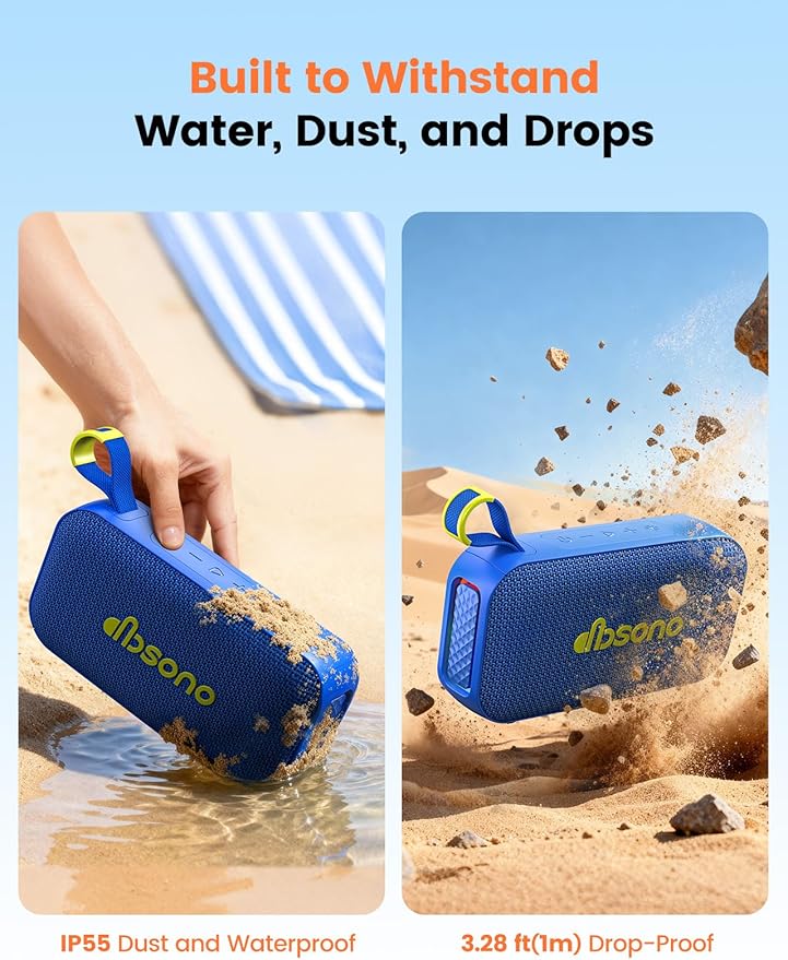 Bluetooth Speaker White Elephant Gifts: Christmas Stocking Stuffers for Men Adults Teens, 30H Playtime, Portable Wireless Speakers, Powerful Bass, Lightshow, Birthday Beach Vacation Essentials, Blue