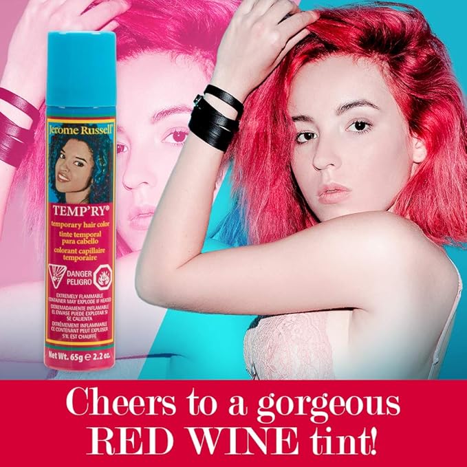 Jerome Russell Temp'ry Spray-on Red Wine Hair Color, 2.2oz x 3 pack