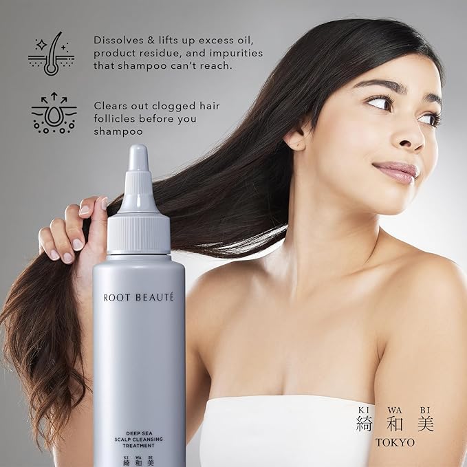 Kiwabi Root Beauté Deep Sea Scalp Treatment – Scalp Detox Treatment Gel With Mineral-Rich Deep Ocean Water, Sea Salt & 10 Marine Botanicals – Hair Build Up Remover for Sensitive Scalps (90ml)