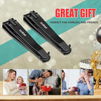 2PCS Nail Clippers Set, Heavy Duty Black Matte Stainless Steel nail Clipper with Nail File, Ultra Sharp Fingernail and Toenail Clipper Cutters,Clipper Tools for Men & Women