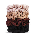 Ultra-Petite Satin Scrunchies for Women – 8PCS Neutral Hair Ties (Black, Blonde, Dark Brown, Light Brown) – Softer Than Silk, No Crease, Frizz-Free, Gentle Elastic Bands for Day & Night, Perfect Gifts