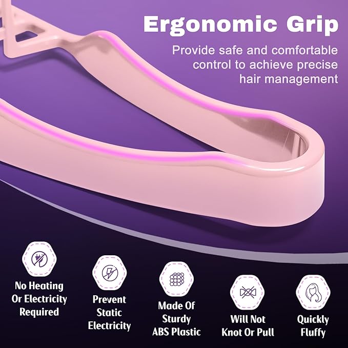 2Pcs Texture Comb, Volumizing Texture Comb for Men & Women, Wide-Tooth Hair Comb for Fluffy & Layered Hairstyles (Grey + Pink)