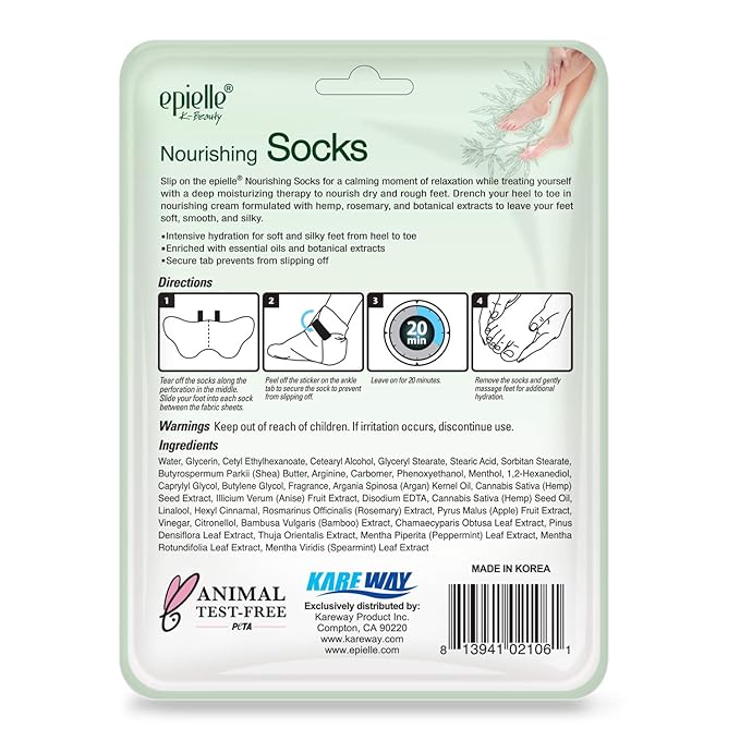 Epielle Relaxing & Nourishing Hand & Foot Masks, Repair and Soften Dry, Overworked Skin, Self Care Gifts for Women, Spa Kit, Stocking Stuffers, 6 Moisturizing Gloves & 6 Moisturizing Socks