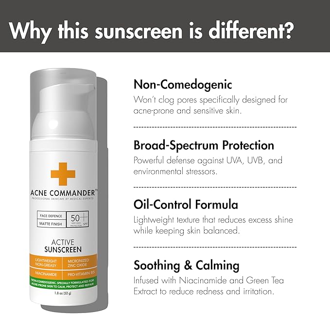 Breakout-Free Mineral SPF 50 Face Sunscreen – Zinc Oxide, Non-Comedogenic Broad-Spectrum UVA/UVB Protection for Sensitive & Acne-Prone Skin | Lightweight, Hydrating, Matte Finish & Water-Resistant 52G