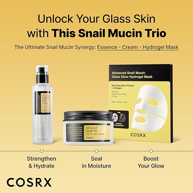 COSRX Snail 96% Mucin Power Essence 2ea & Retinol 0.1% Cream Mini Sample 1ea, Glass Skin Starter Set, Amazon Exclusive, Daily Hydrating & Firming Korean Skin Care Kit, Gift Set, Stocking Stuffers