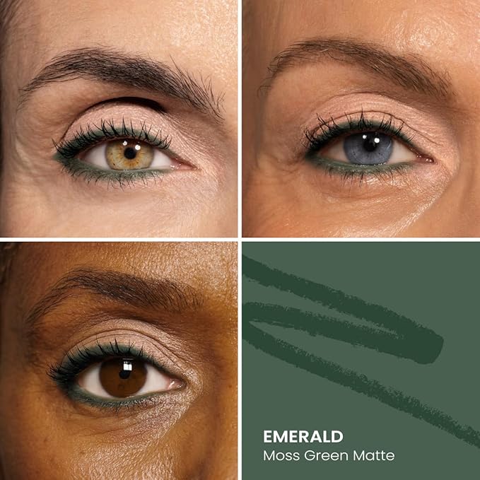 PRIME PROMETICS PrimeEyes Glide Eyeliner for Mature Women – Waterproof, Long-Stay and Mess-Proof – Gel Creme Texture, Discreet Sharpener and Effective Smudger (Emerald)