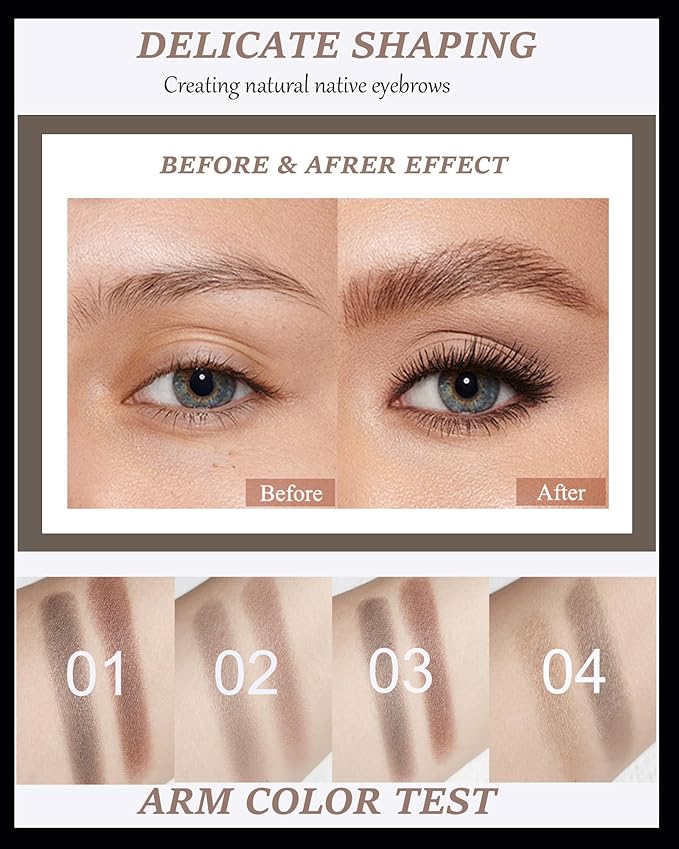 Eyebrow Powder Makeup Kit for Women,2 Colors Eye Brow Powder Waterproof Tinting Palette Long-Lasting,Taupe Brown Brow Fill&Sculpt Natural Eyebrow Contour for Sparse Brow with Brow Brush &Razor-02
