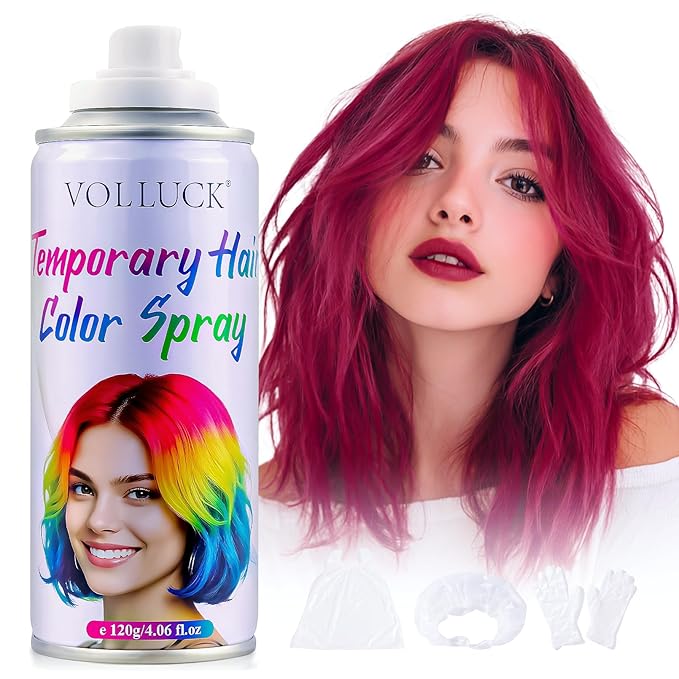 Pink Hair Spray, Hair Color Spray 1-Day Hair Dye Colored for Kids Women Men, Hair Wax Color Washable, Hair Paint Halloween Fast-Drying 4.06 Fl Oz
