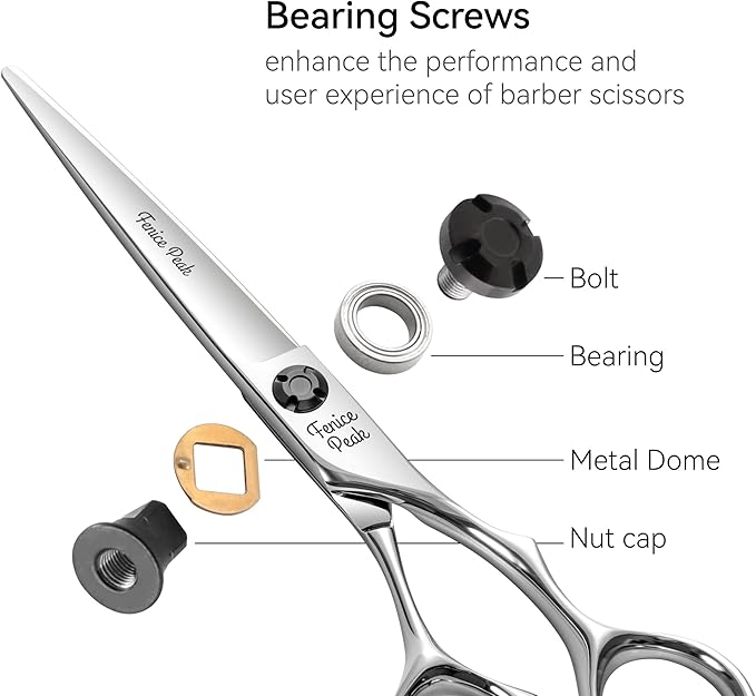Fenice Peak CNC Professional Hair Cutting Scissors 5.5 Inch Sharp Convex Blade Barber Shears Made of VG10 Japanese Stainless Steel with Adjustment Screw for Salon Hairdressing and Home User