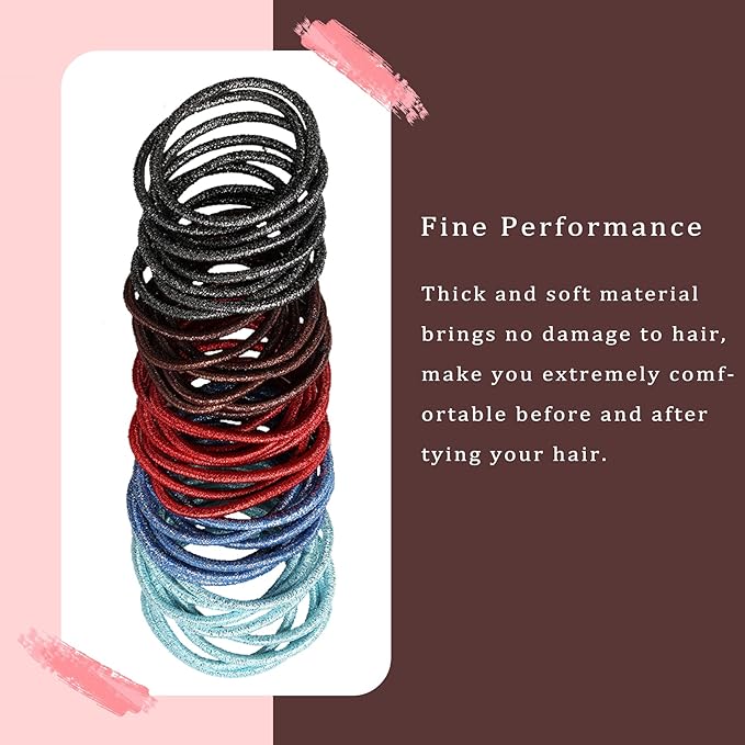 Assorted Twinkling Hair Ties for Women or Girls, 120 Pcs Hair Rubber Bands for Medium to Thick Hair, 4mm Ponytail Holders